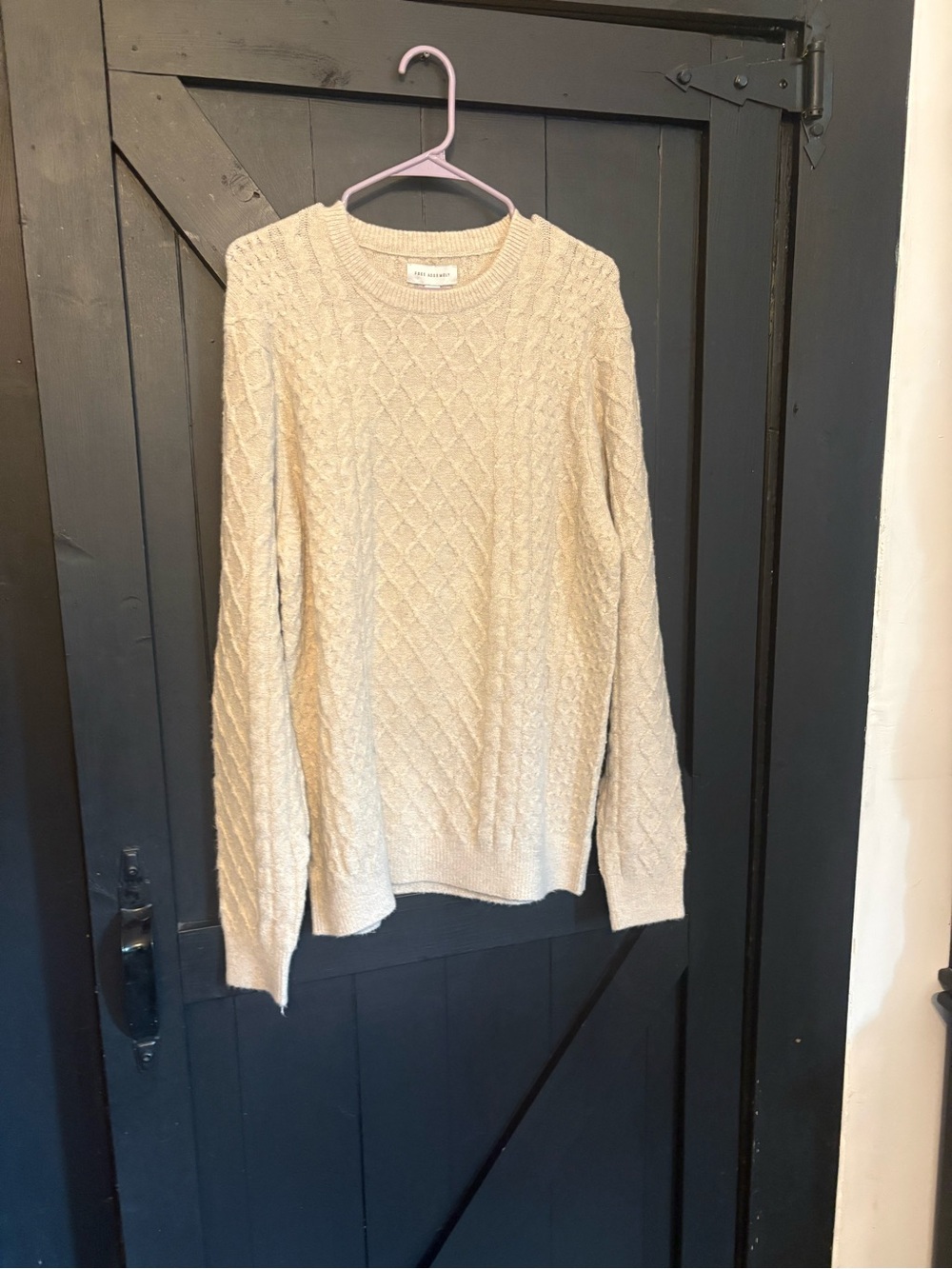 Goodfellow & Co Neutral Cream Diamond-Textured Crewneck Sweater